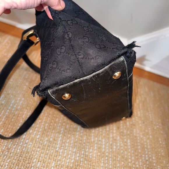 Vintage Gucci Black Jolicoeur Monogrammed Handbag Tote Bag - Picture 9 of 13